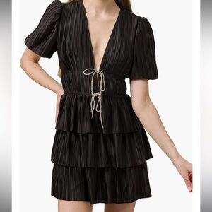 WAYF pleated tiered dress